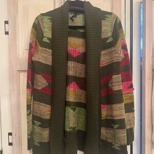 O'Neill Green and Pink Patterned Cardigan